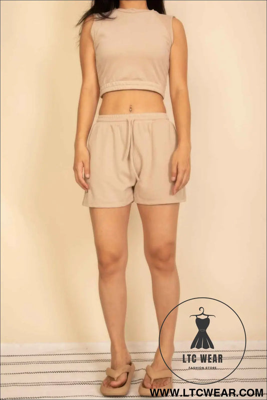 Cotton French Terry Crop Top & Shorts Set