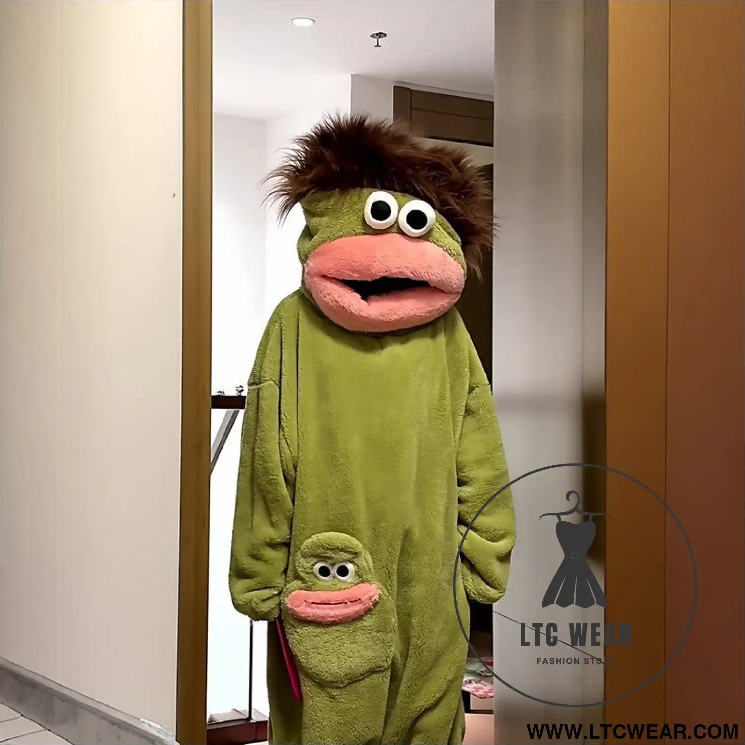 Couple matching: lady long-hair onesie with men’s funny fish pajamas unique fall/winter loungewear - single nightgown