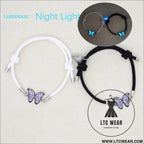 Couples bracelets night light butterfly alloy heart magnetic night glow handmade