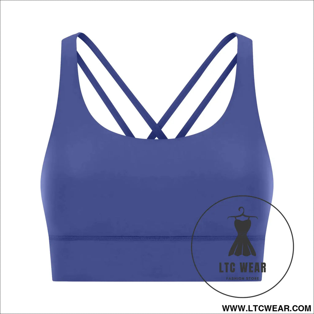Cozy brushed yoga bra with cross back style - azure blue / 4