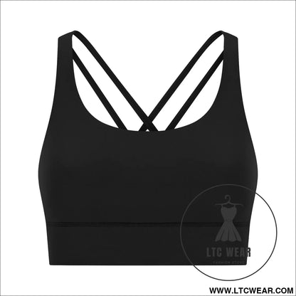 Cozy brushed yoga bra with cross back style - black / 4