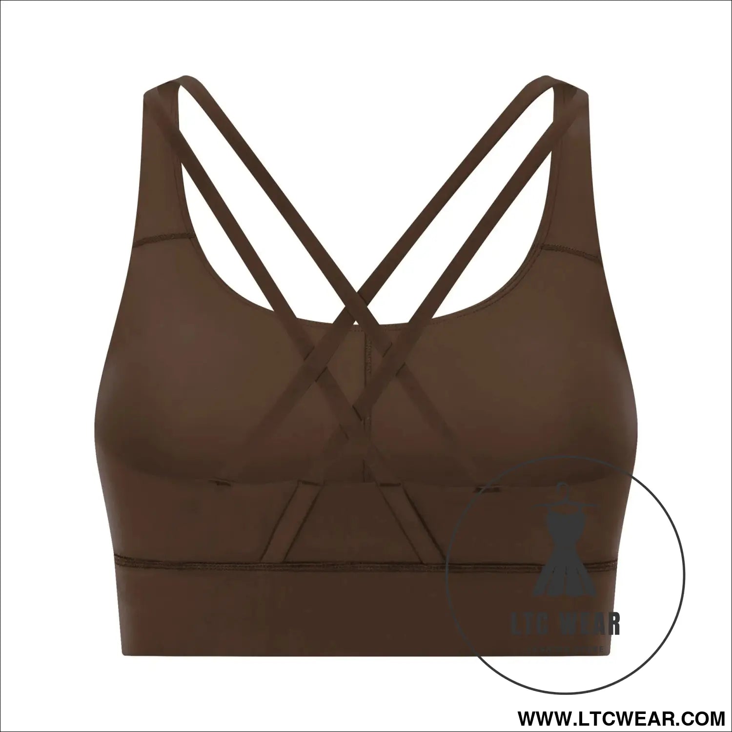 Cozy brushed yoga bra with cross back style - chestnut color / 4