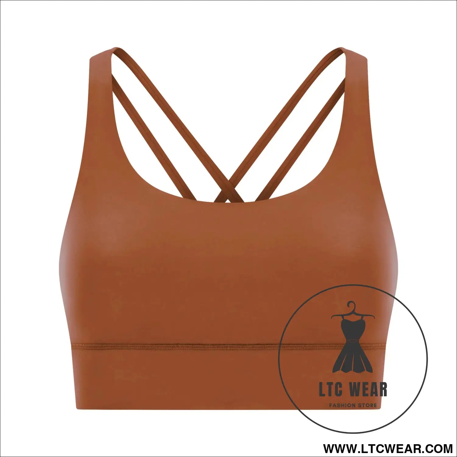 Cozy brushed yoga bra with cross back style - dark orange / 4