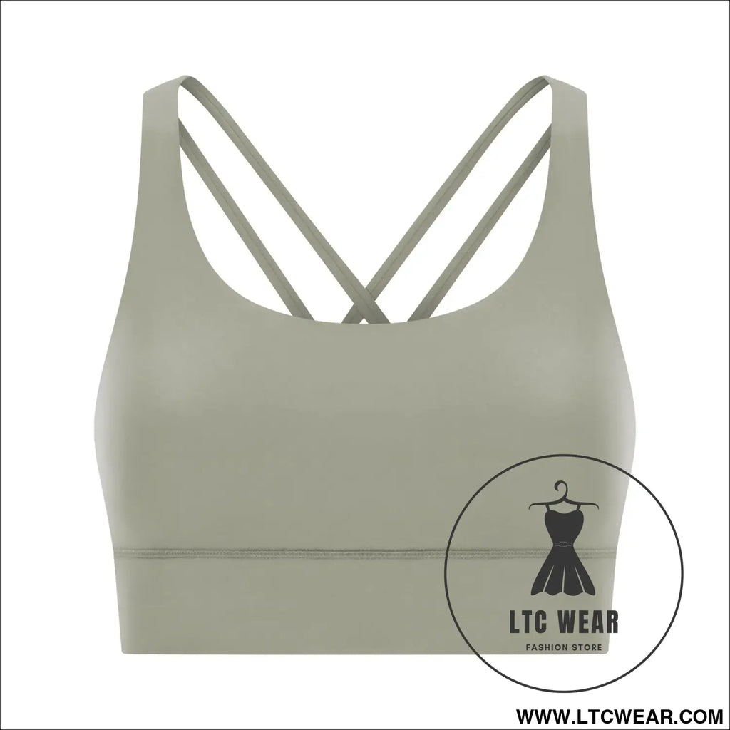 Cozy brushed yoga bra with cross back style - field gray / 4