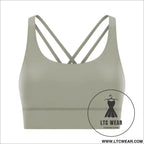 Cozy brushed yoga bra with cross back style - field gray / 4