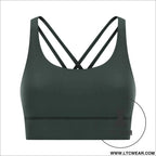 Cozy brushed yoga bra with cross back style - spruce / 4