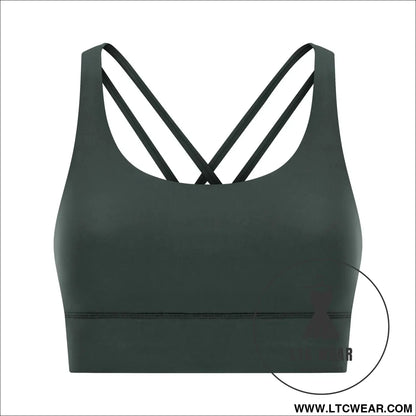 Cozy brushed yoga bra with cross back style - spruce / 4