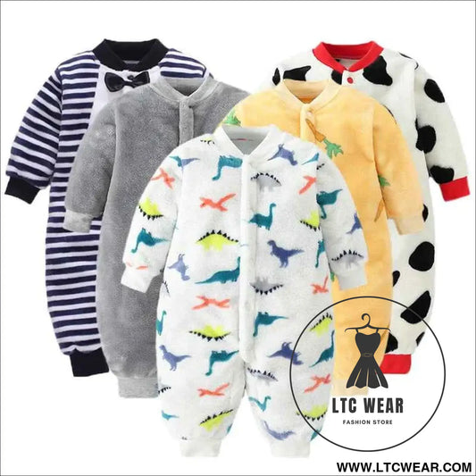 Cozy Flannel Infant Jumpsuit for Newborns 0-18 Months