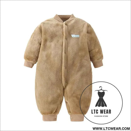 Cozy Flannel Infant Jumpsuit for Newborns 0-18 Months