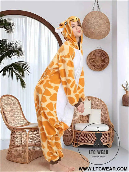 Cozy Giraffe Cartoon Jumpsuit Sleepwear Costume All Seasons