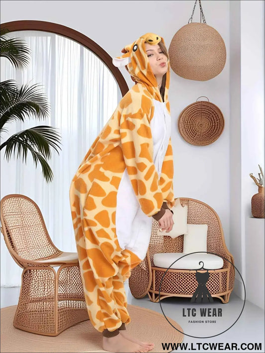 Cozy Giraffe Cartoon Jumpsuit Sleepwear Costume All Seasons