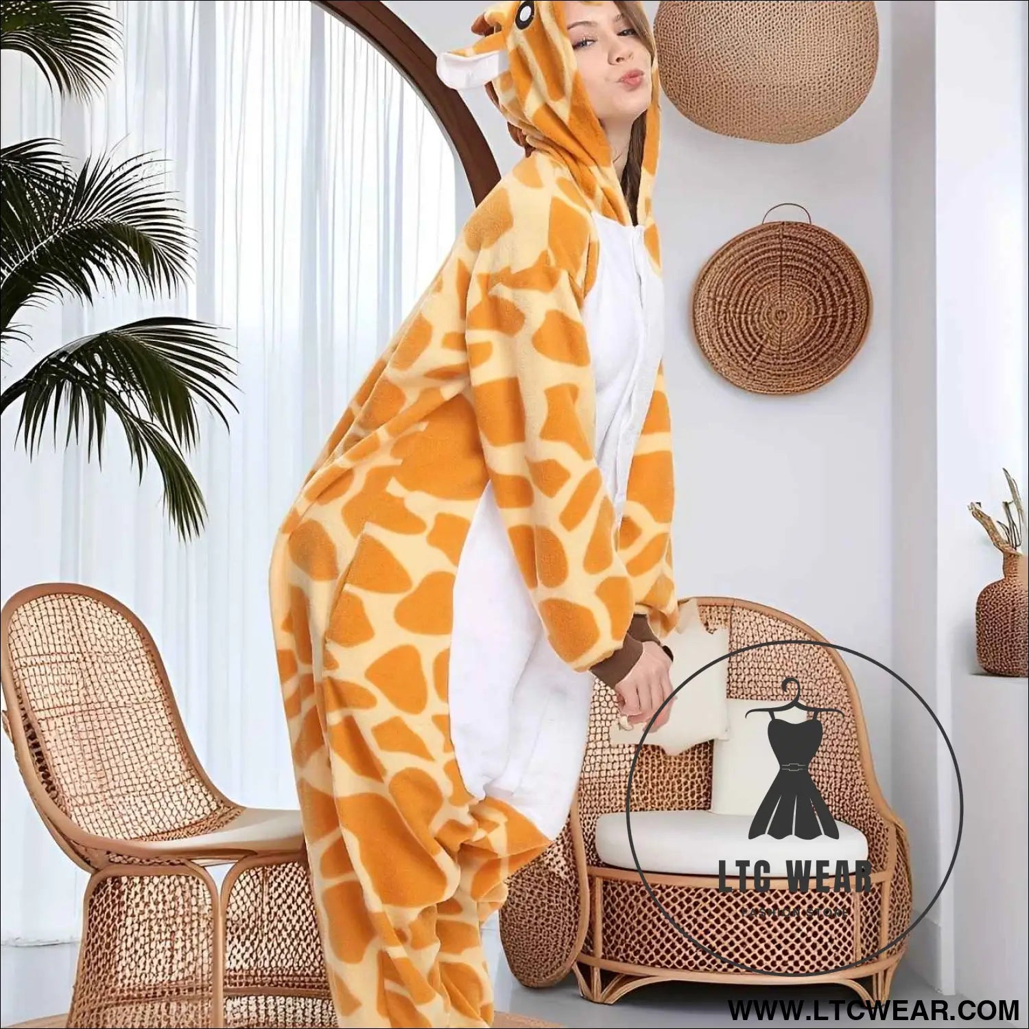 Cozy Giraffe Cartoon Jumpsuit Sleepwear Costume All Seasons