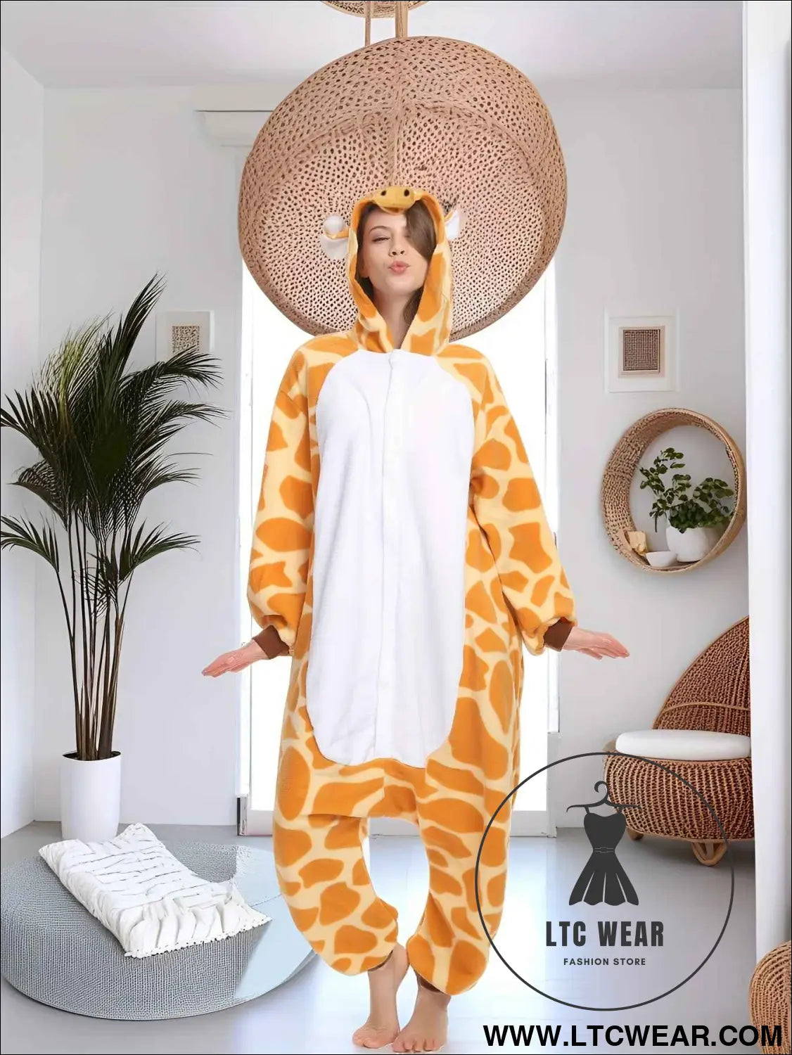 Cozy Giraffe Cartoon Jumpsuit Sleepwear Costume All Seasons