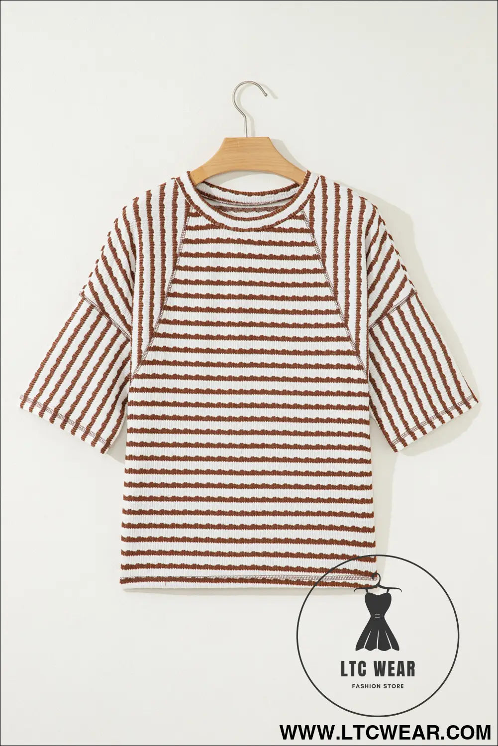 Cozy half sleeve textured knit top with stripes - tops & tees