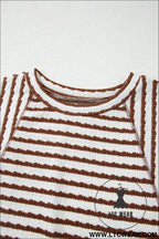 Cozy half sleeve textured knit top with stripes - tops & tees