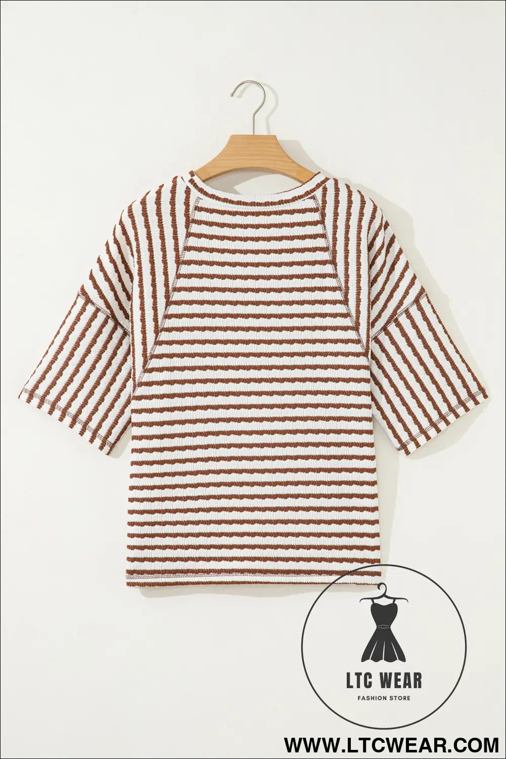 Cozy half sleeve textured knit top with stripes - tops & tees