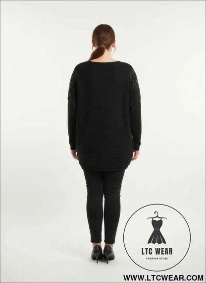 Crimson Lace Tunic Top - Stylish Embellished Knit Design