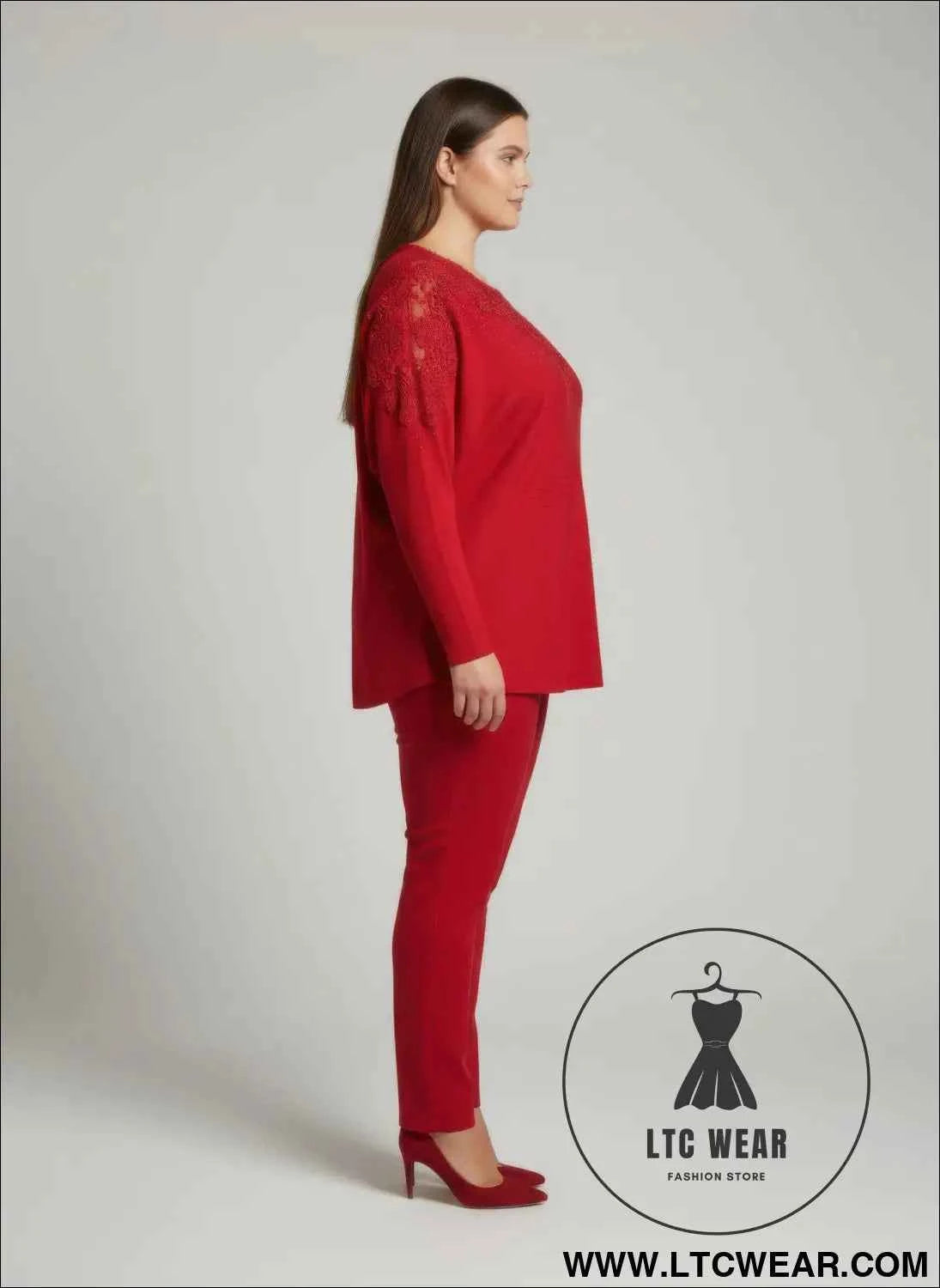 Crimson Lace Tunic Top for Effortless Style and Elegance