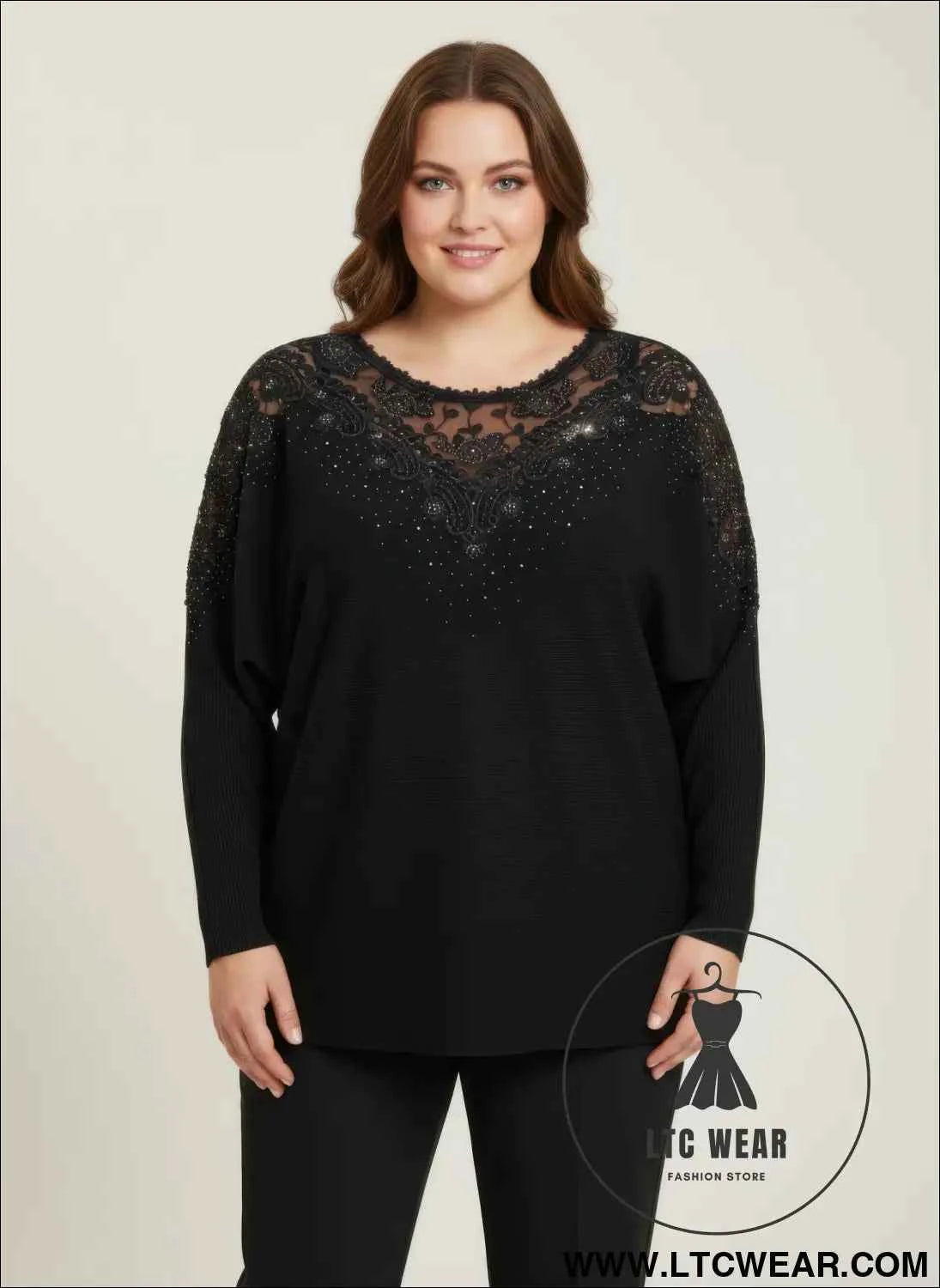 Crimson Lace Tunic Top - Stylish Embellished Knit Design