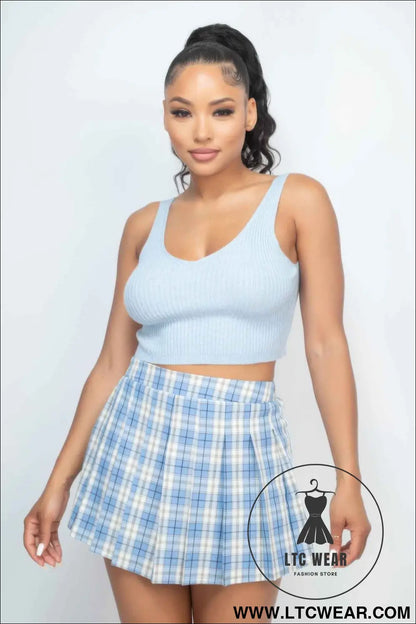 Crop Tank Top & Cardigan Sweater Set