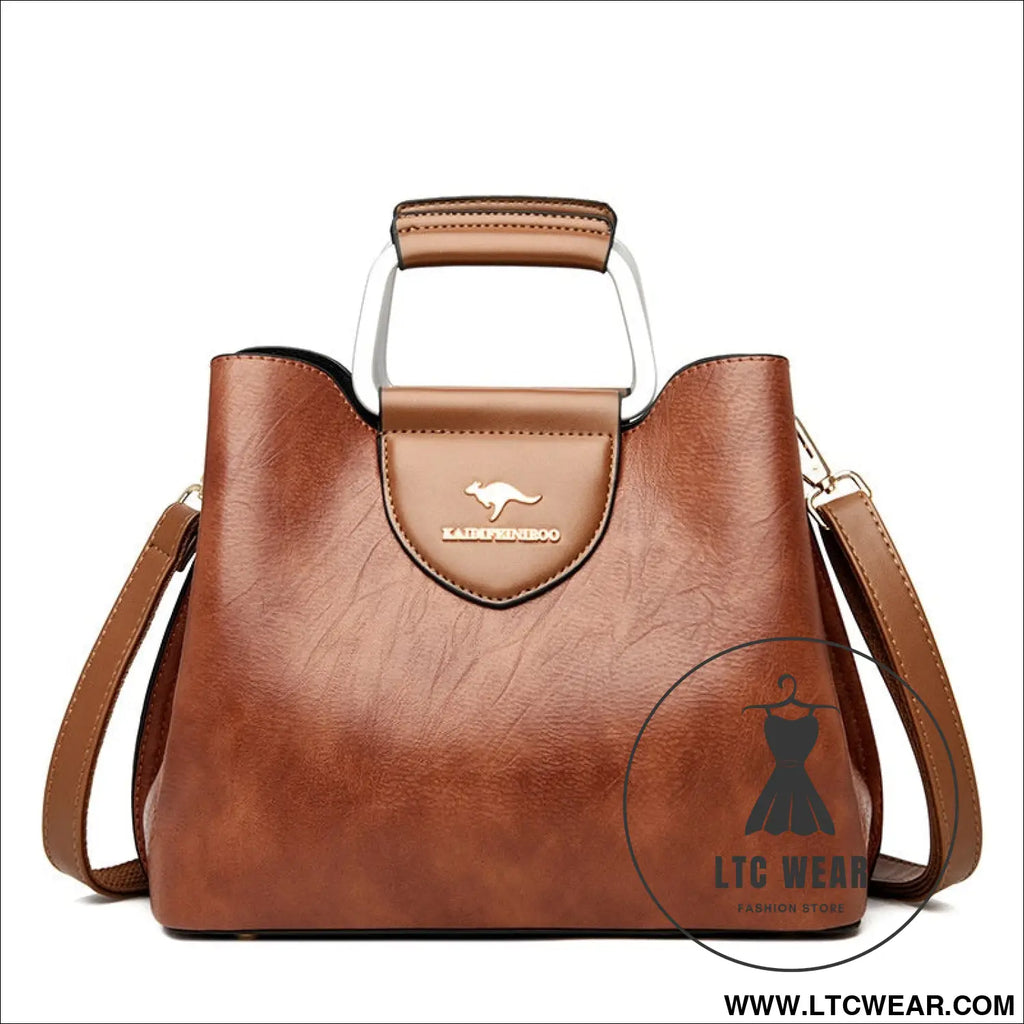 Cross shoulder bag women’s handbag women’s bucket bag - caramel color