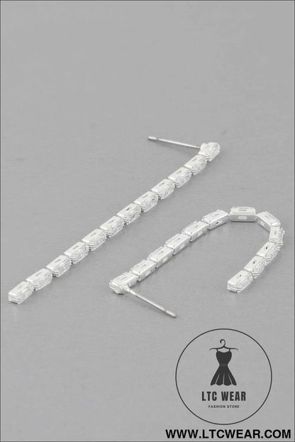 Crystal Bar Drop Earrings