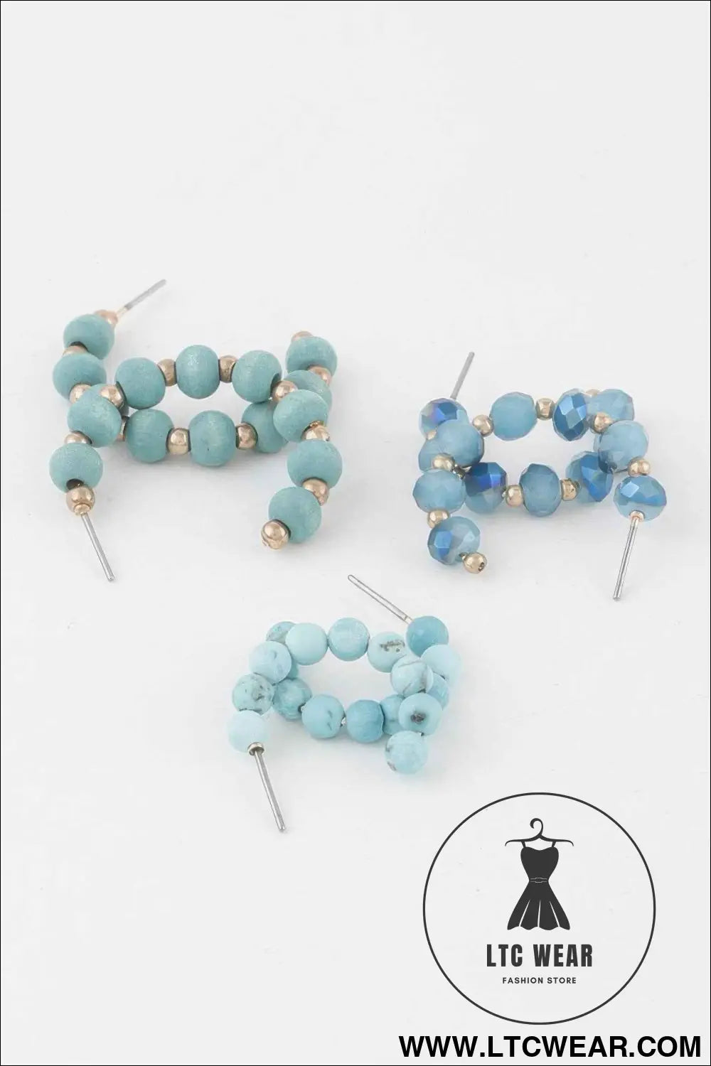 Crystal Bead Hoop Earrings Set