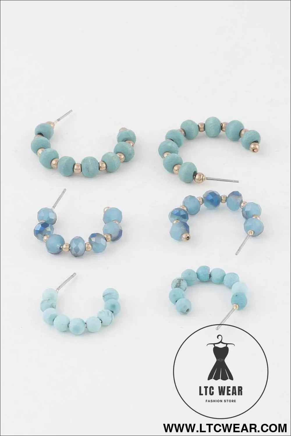 Crystal Bead Hoop Earrings Set