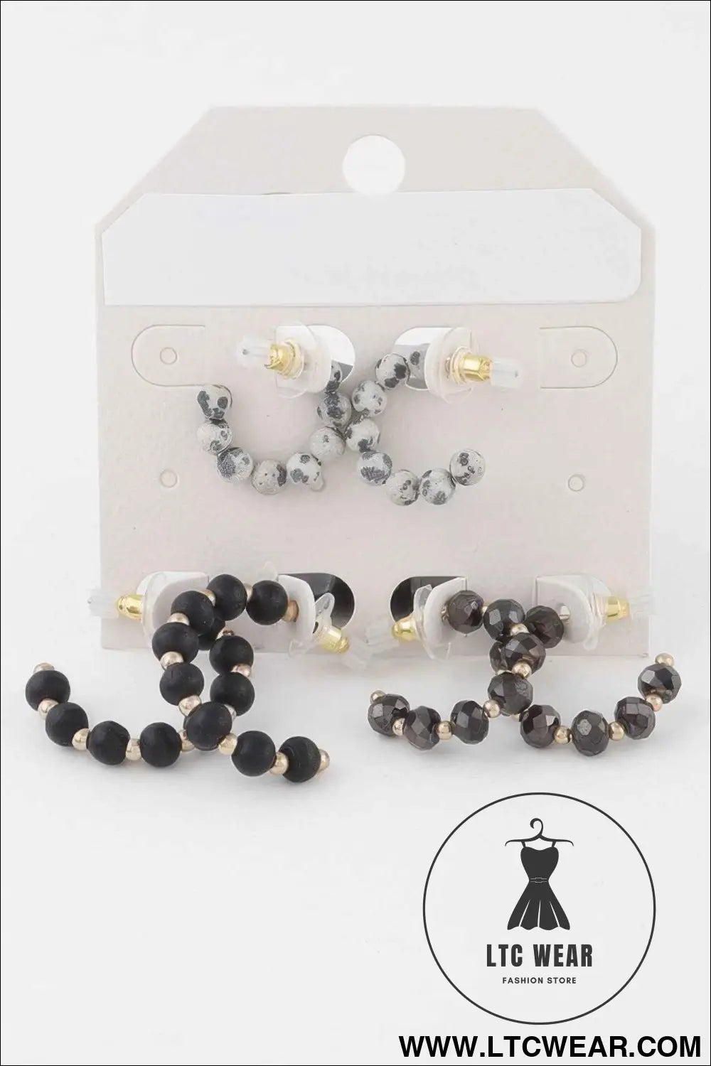 Crystal Bead Hoop Earrings Set