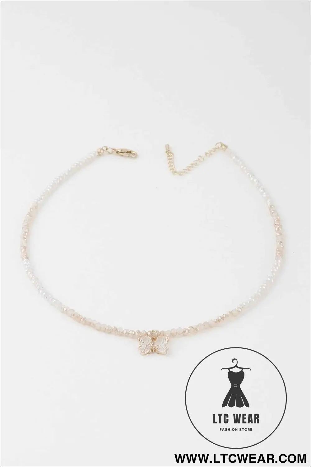 Crystal Butterfly Beaded Necklace