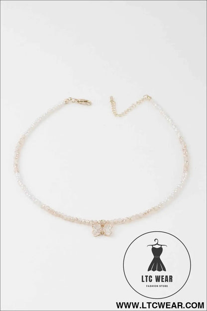 Crystal Butterfly Beaded Necklace