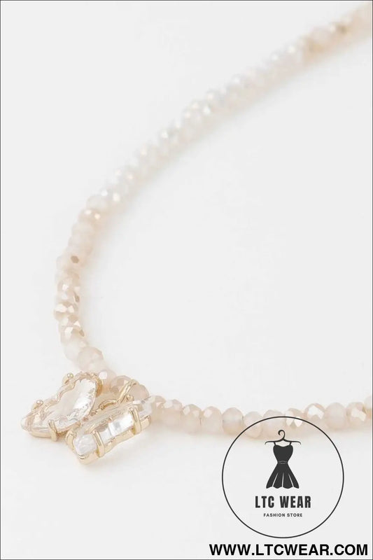 Crystal Butterfly Beaded Necklace