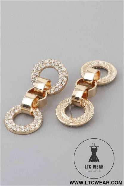 Crystal Cuff Chain Drop Earrings