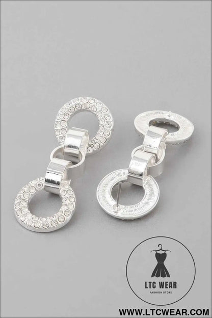 Crystal Cuff Chain Drop Earrings