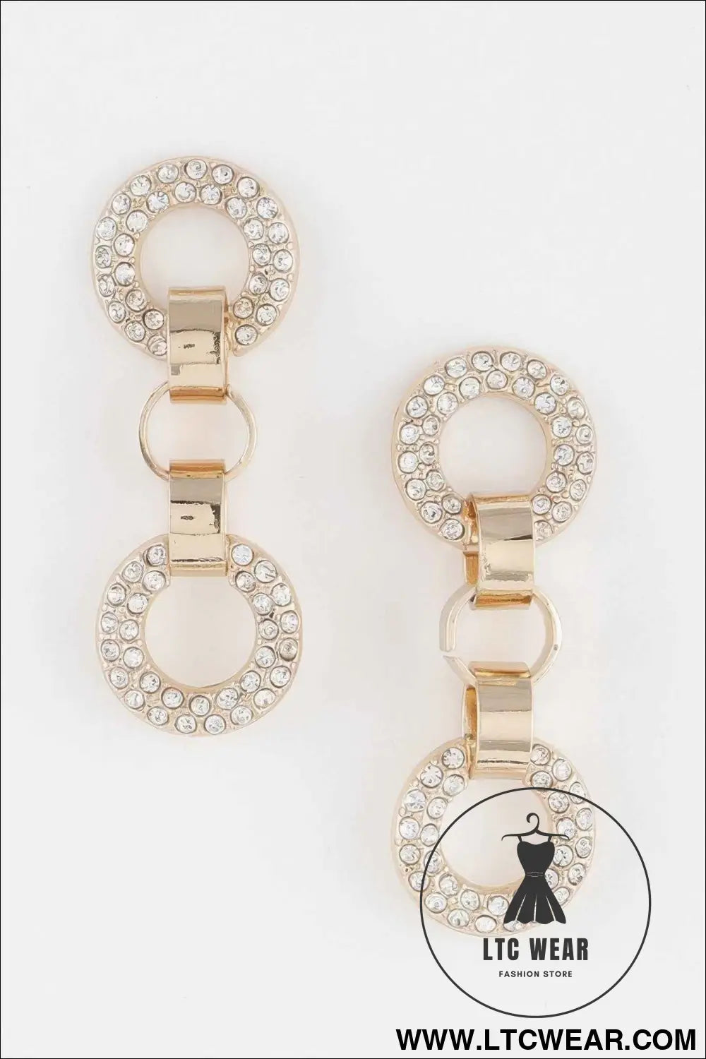 Crystal Cuff Chain Drop Earrings
