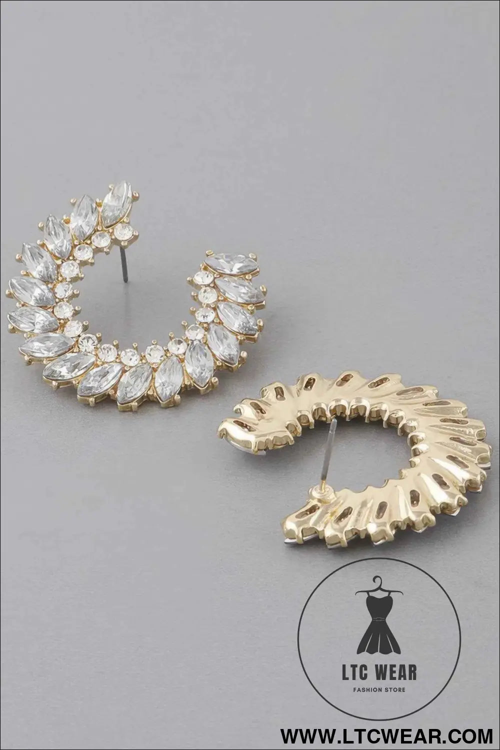 Crystal Leaf Hoop Earrings