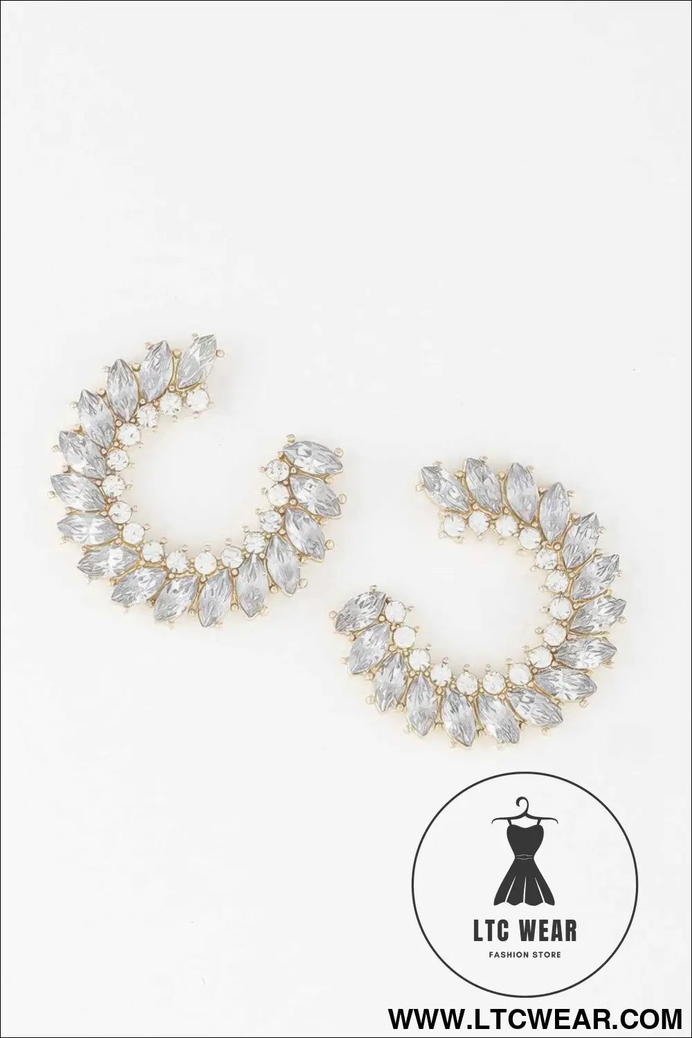 Crystal Leaf Hoop Earrings
