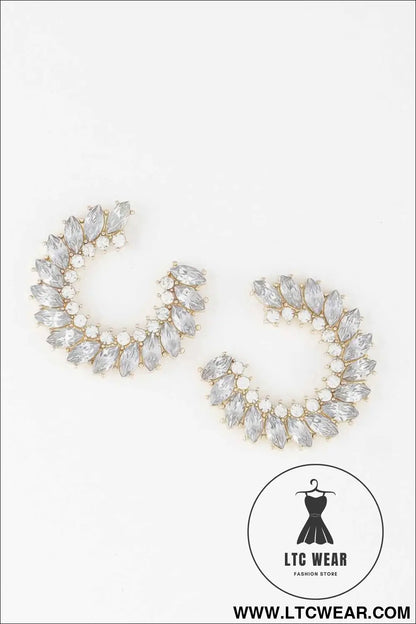 Crystal Leaf Hoop Earrings