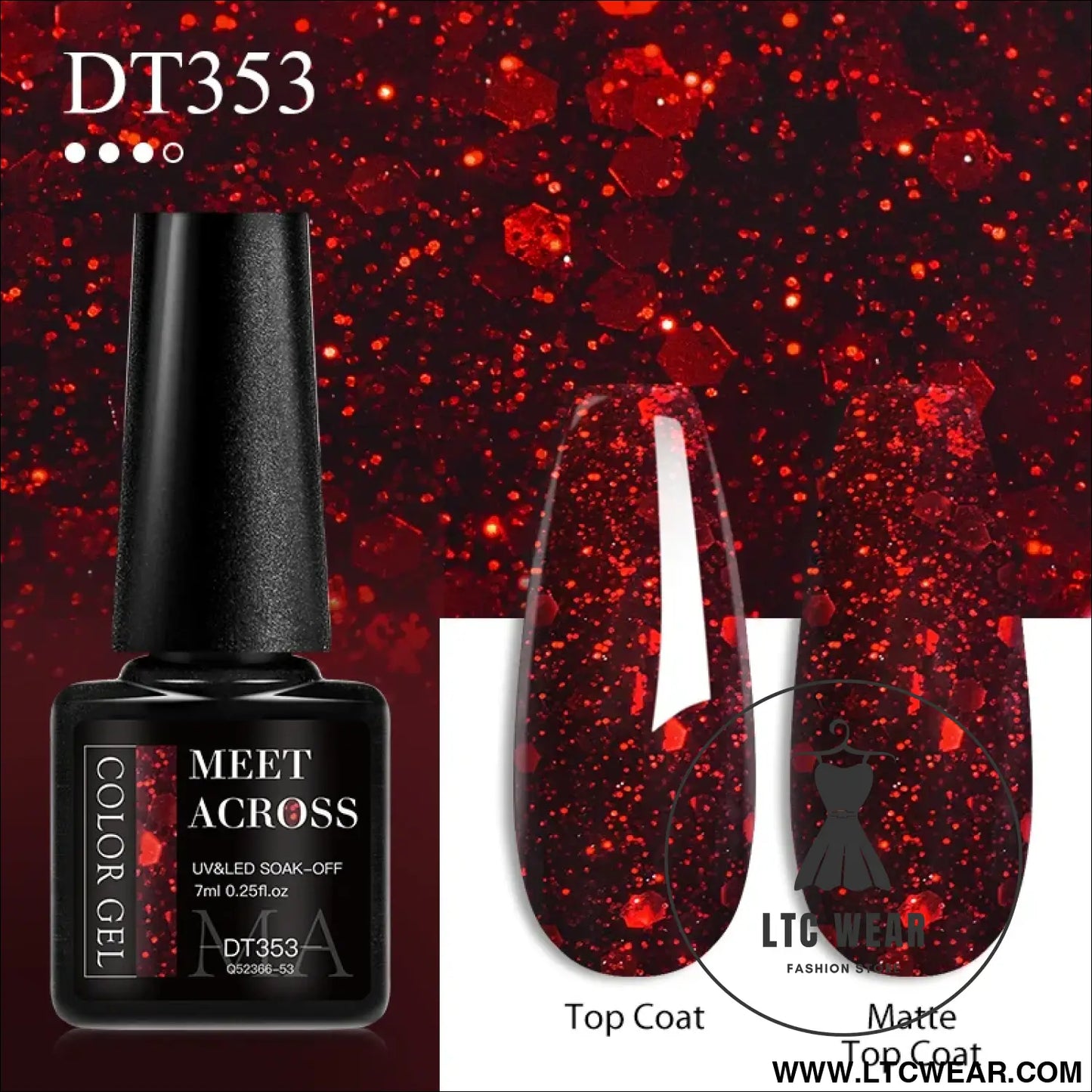 Crystal Red Soak-Off UV Gel - Nail Art Essential - L.T.C Wear Online Fashion Store