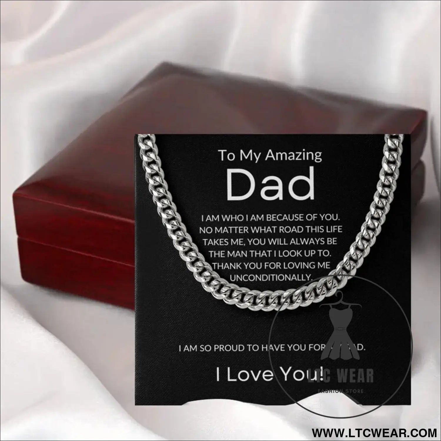 Cuban necklace thick chain collarbone chain accessory - necklace + card light box