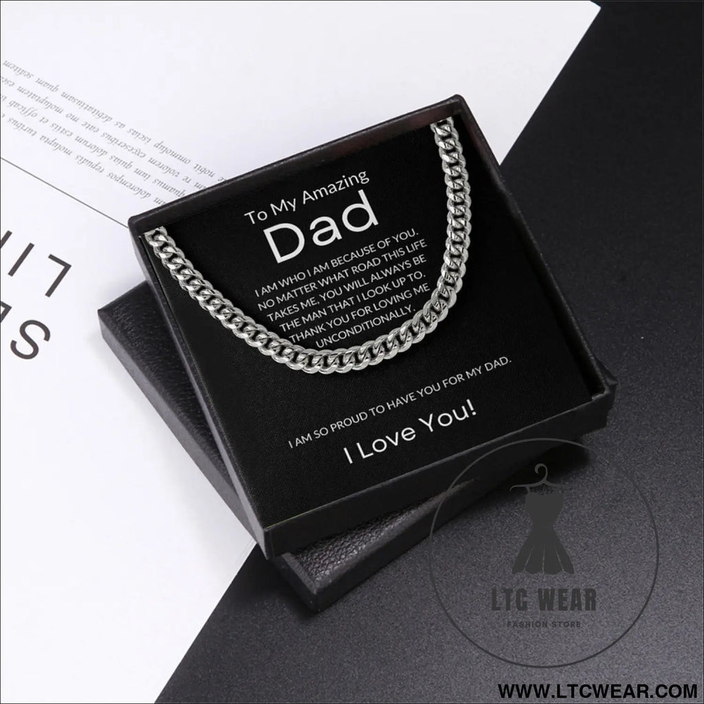 Cuban necklace thick chain collarbone chain accessory - necklace + card light box