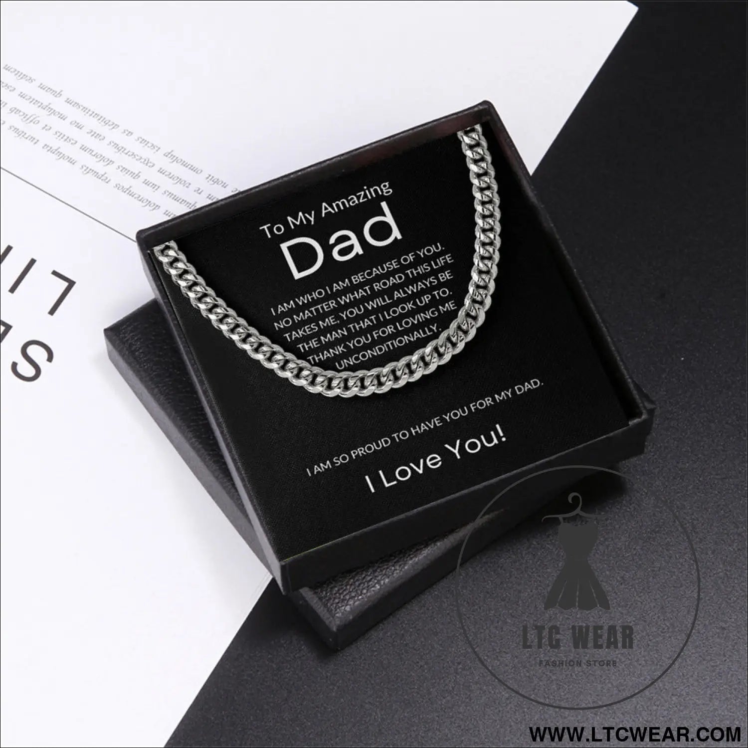 Cuban necklace thick chain collarbone chain accessory - necklace + card light box