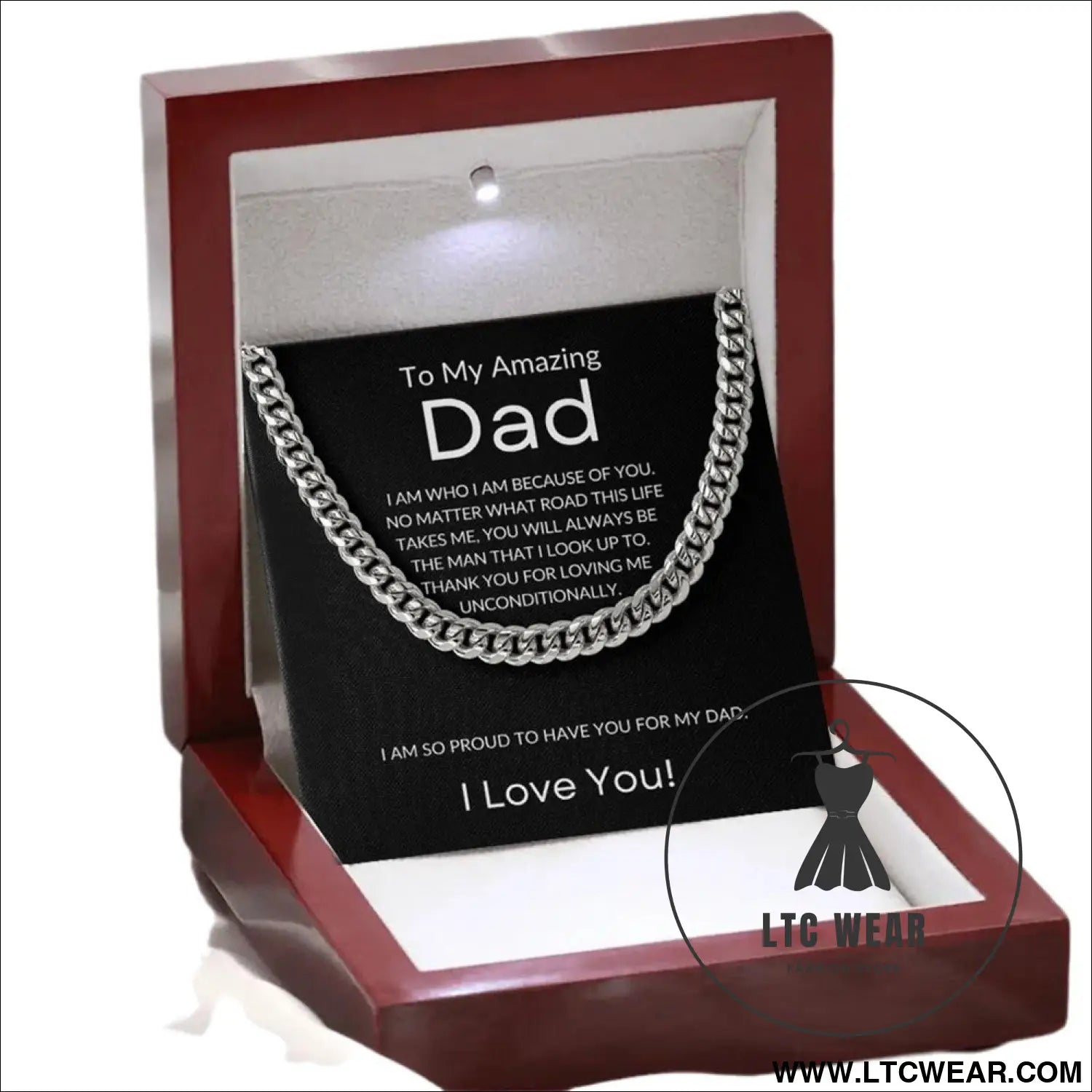 Cuban necklace thick chain collarbone chain accessory - necklace + card light box