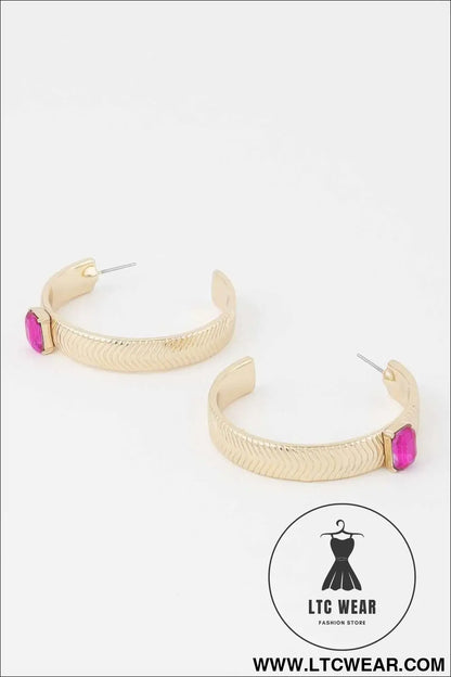 Cubic Rhinestone Hoop Earrings