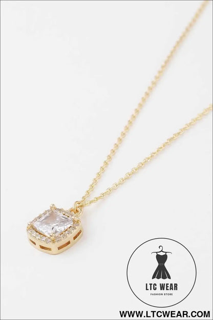 Cubic Rhinestone Pendant Necklace