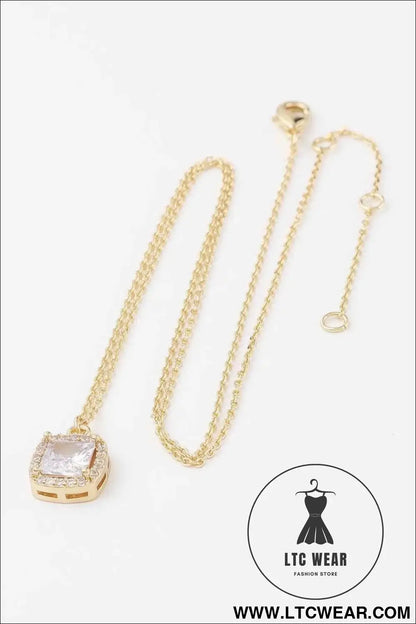 Cubic Rhinestone Pendant Necklace