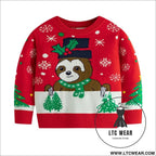 Cute children’s christmas base sweater with cartoon knit pullover