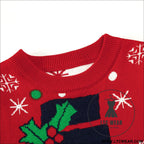 Cute children’s christmas base sweater with cartoon knit pullover