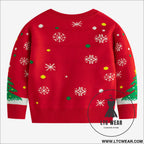 Cute children’s christmas base sweater with cartoon knit pullover