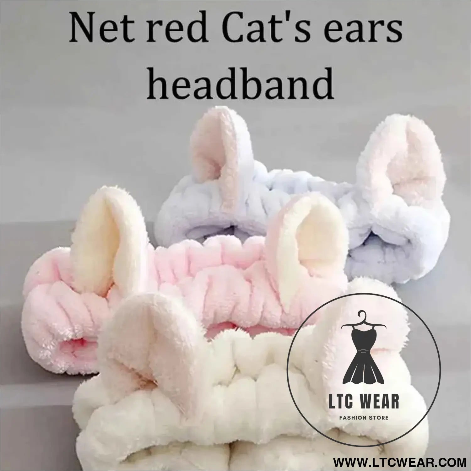 Cute Coral Plush Cat Hairband for Makeup & Skincare